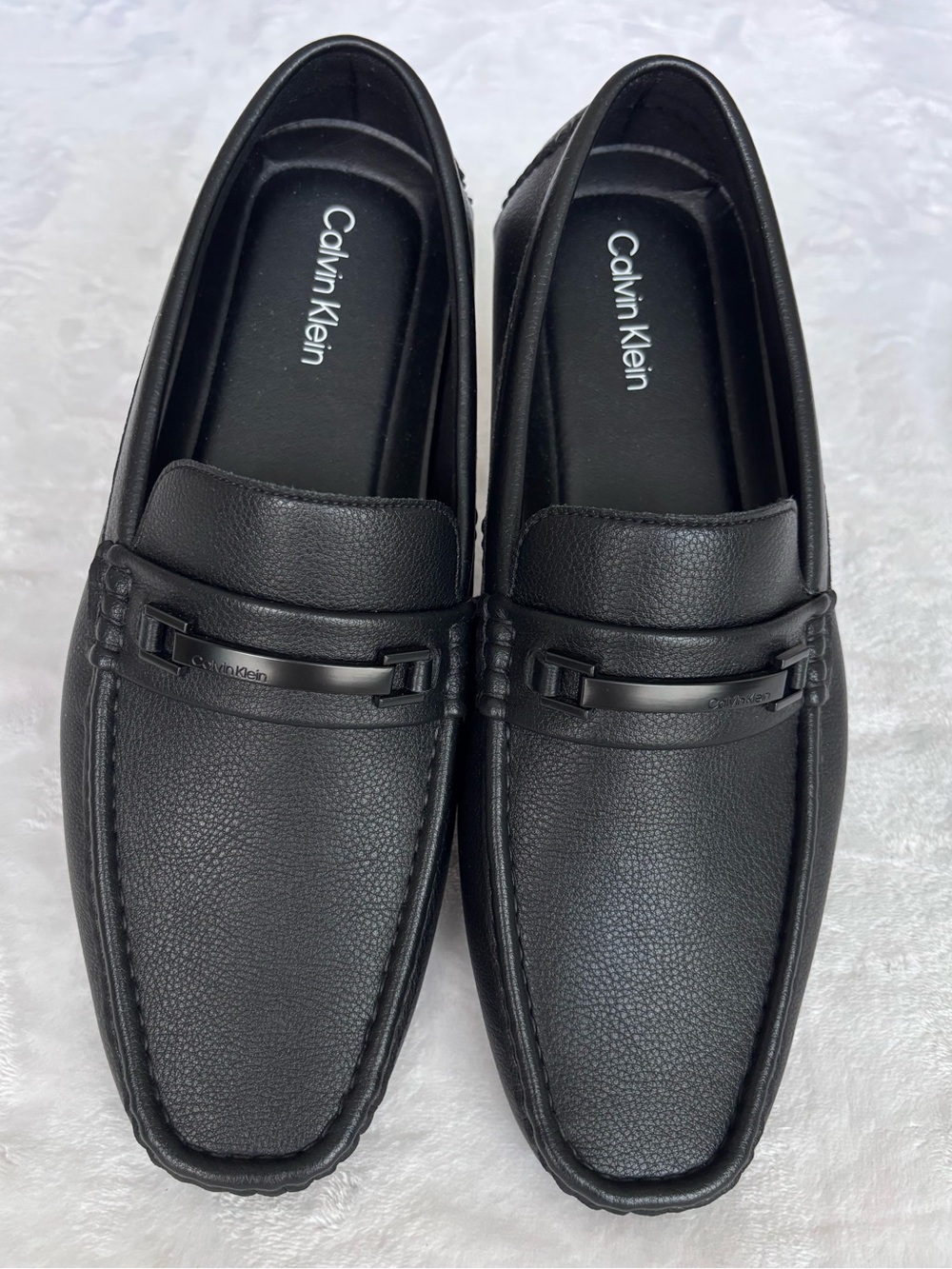 CALVIN KLEIN Men's Munro Black Vegan Leather Moc Toe Slip-On Loafer--NEW--11